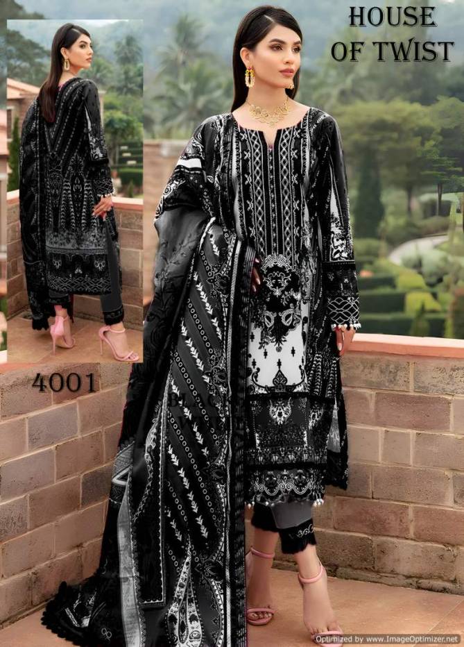 House Of Twist Black And White Digital printed Cotton Dress Material Wholesale Shop In Surat
